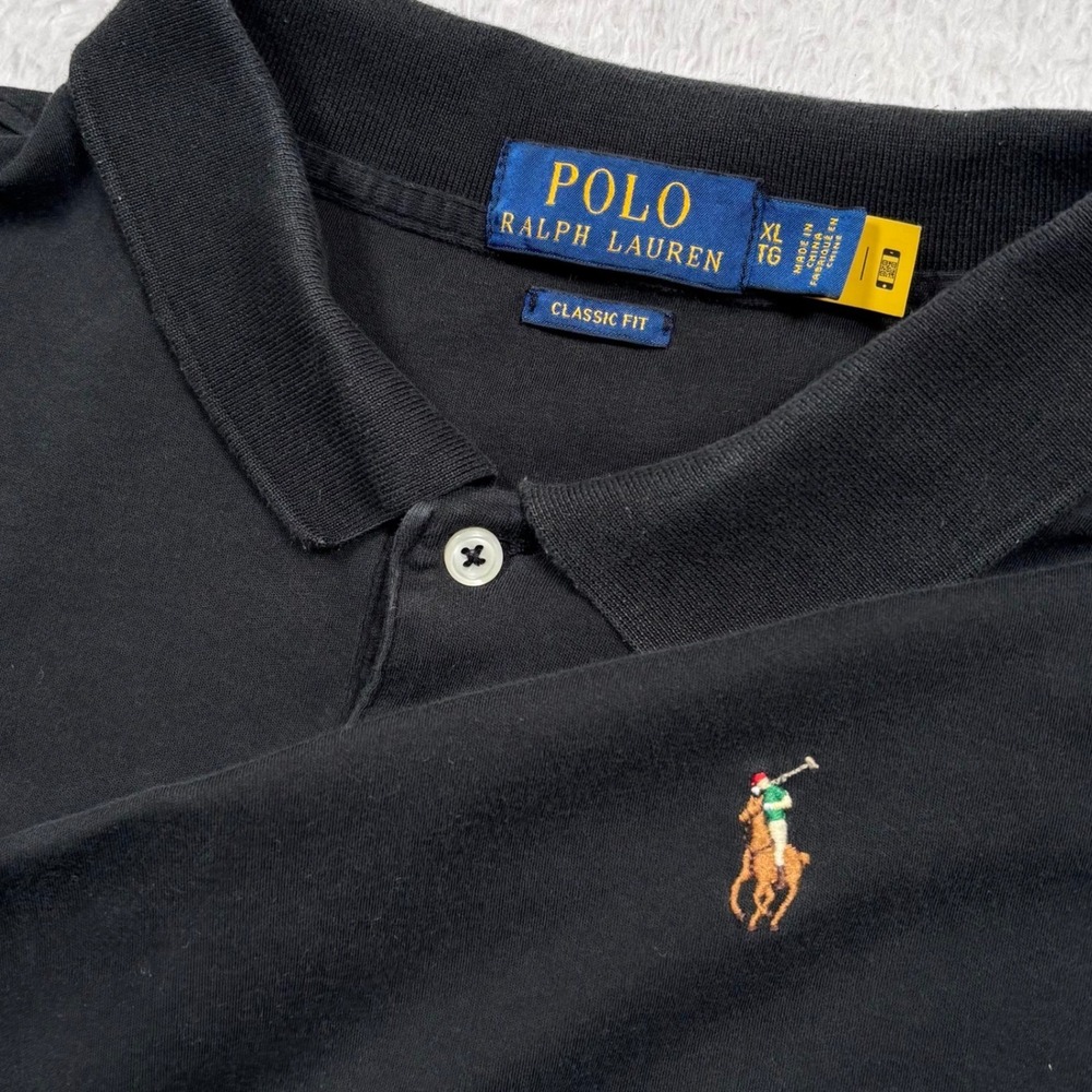 Polo Ralph Lauren Polo Shirt Men XL Black FLESH PONY Short Sleeve Classic Preppy